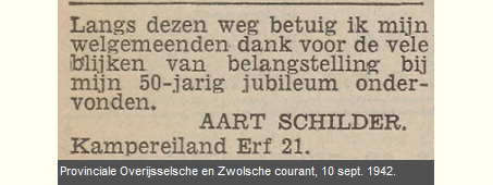 Dankbetuiging door Aart Schilder na zijn 50-jarig jubileum