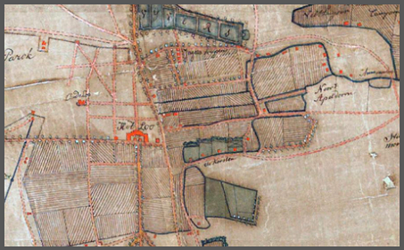 Apeldoorn, kaart van Willem Leenen (1762) met daarop Het Loo