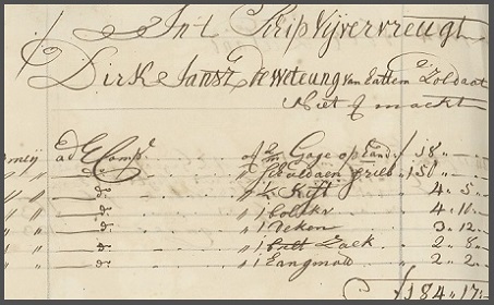 Grootboek van het VOC-schip Vijvervreugt en de inschrijving van Derk Jans van de Wetering