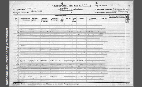Kamp Amersfoort, transportlijst 1944