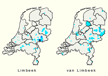 Kerngebied familienaam Van Limbeek