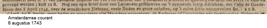 Amsterdamsche Courant, 6 augustus 1743